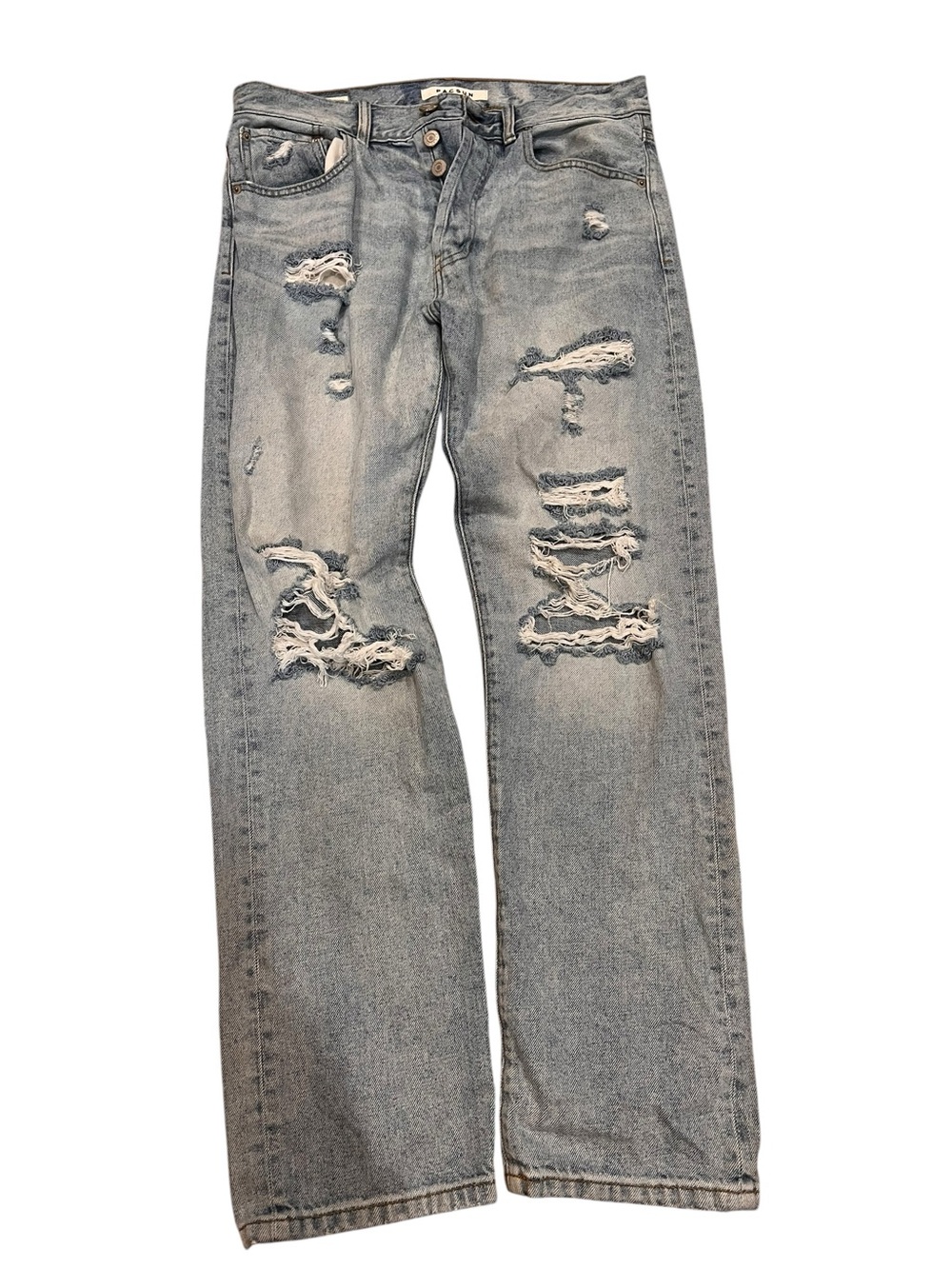 PacSun Light Blue Distressed Straight Leg Jeans